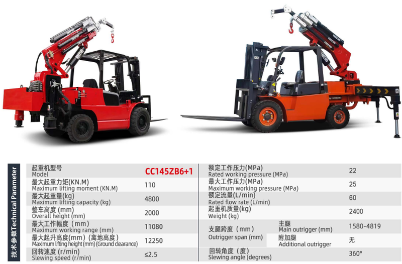 forklift with crane in rear forklift with crane in rear